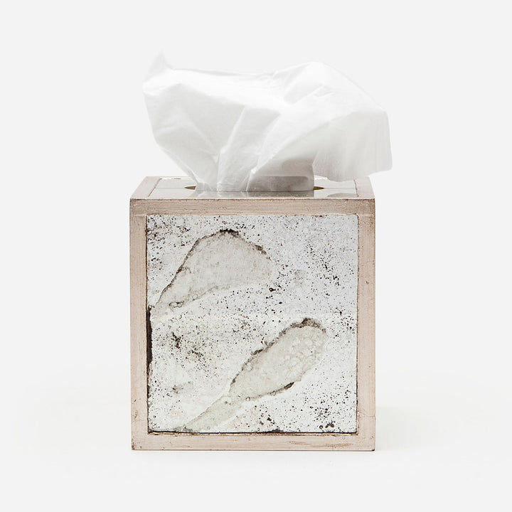 Atwater, Silver Leaf, Tissue Box, Square Straight, Antique Mirror