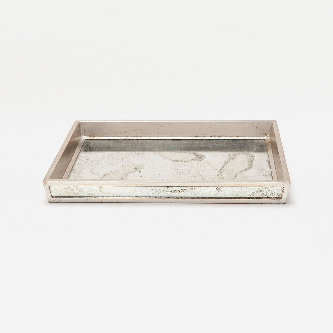 Atwater, Silver Leaf, Tray, Rectangular Tapered, Large, Antique Mirror