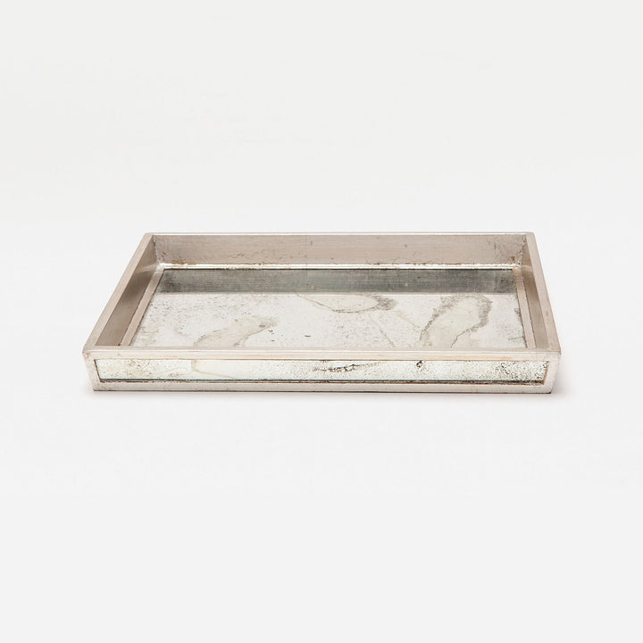 Atwater, Silver Leaf, Tray, Rectangular Tapered, Large, Antique Mirror