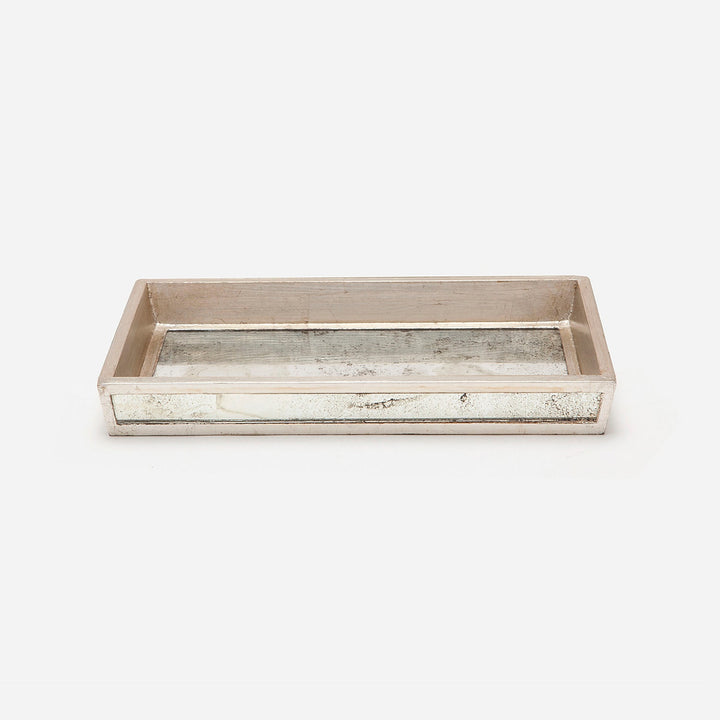 Atwater, Silver Leaf, Tray, Rectangular Tapered, Small, Antique Mirror