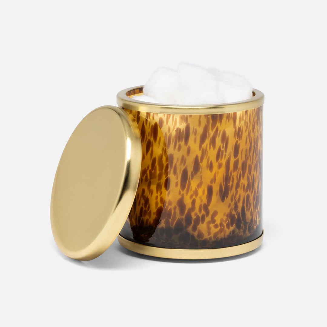 Benton, Amber/Matte Gold, Canister, Round, Large, Tortoise Glass/Stainless Steel