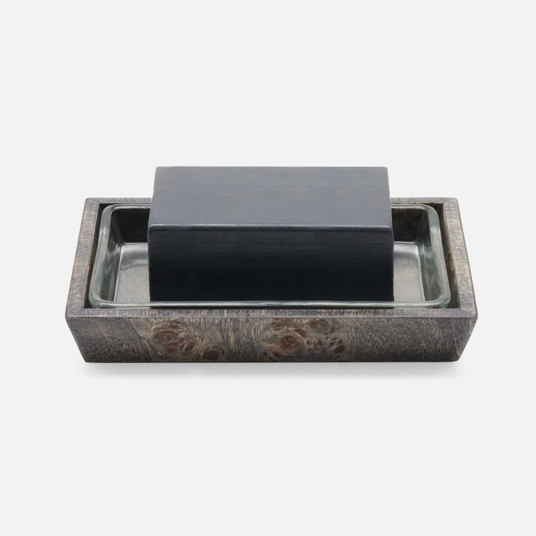 Bern, Ash Gray, Soap Dish, Rectangular Tapered, Mappa Burl