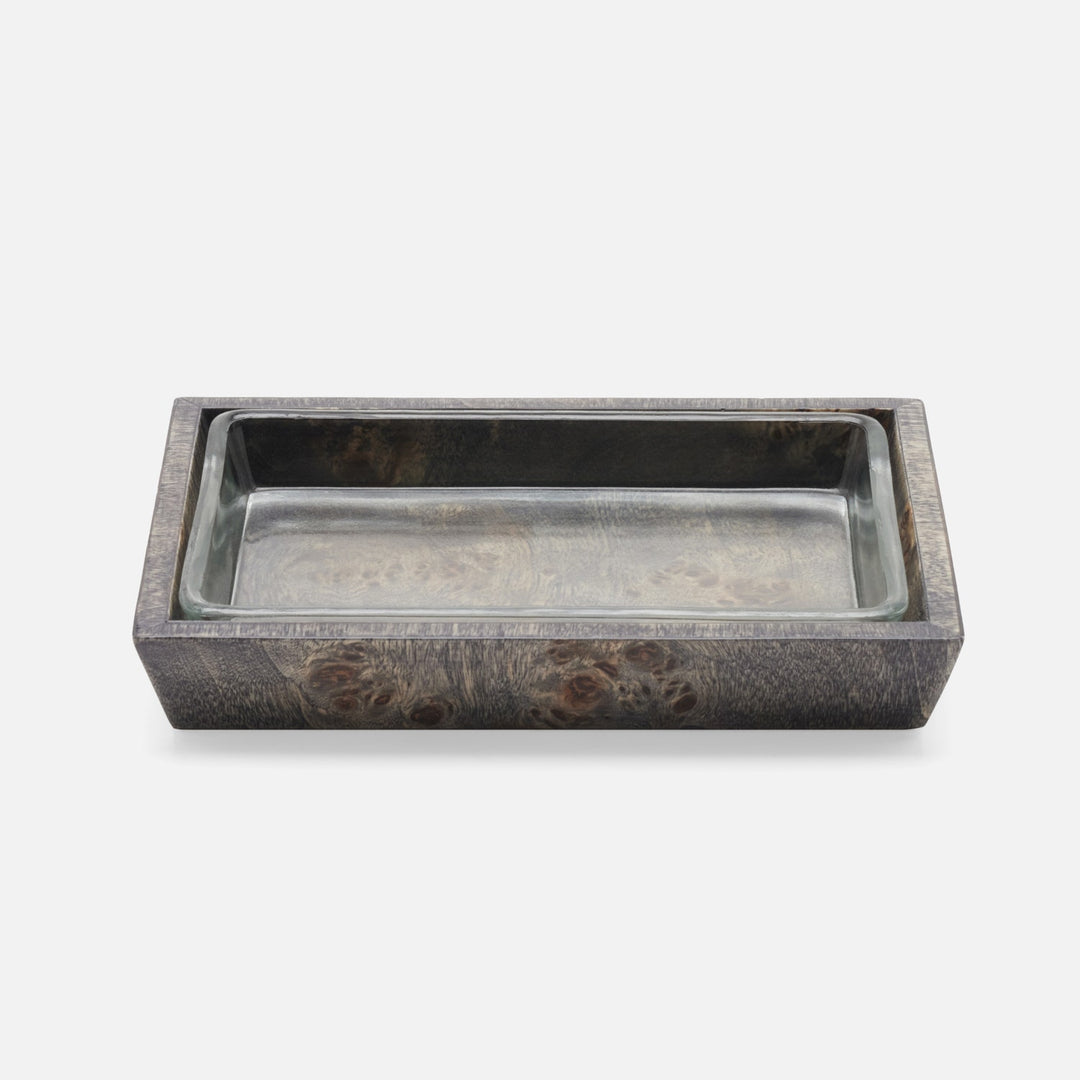 Bern, Ash Gray, Soap Dish, Rectangular Tapered, Mappa Burl