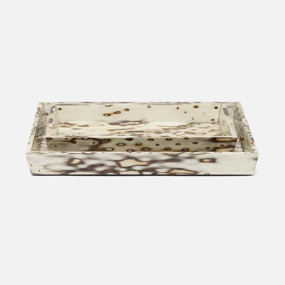 Bisbee, Maple, Nested Trays, Rectangular Tapered, Birdseye Burl Veneer, S/2