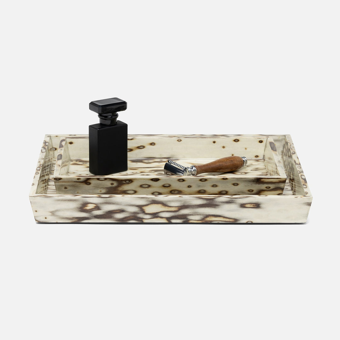 Bisbee, Maple, Nested Trays, Rectangular Tapered, Birdseye Burl Veneer, S/2