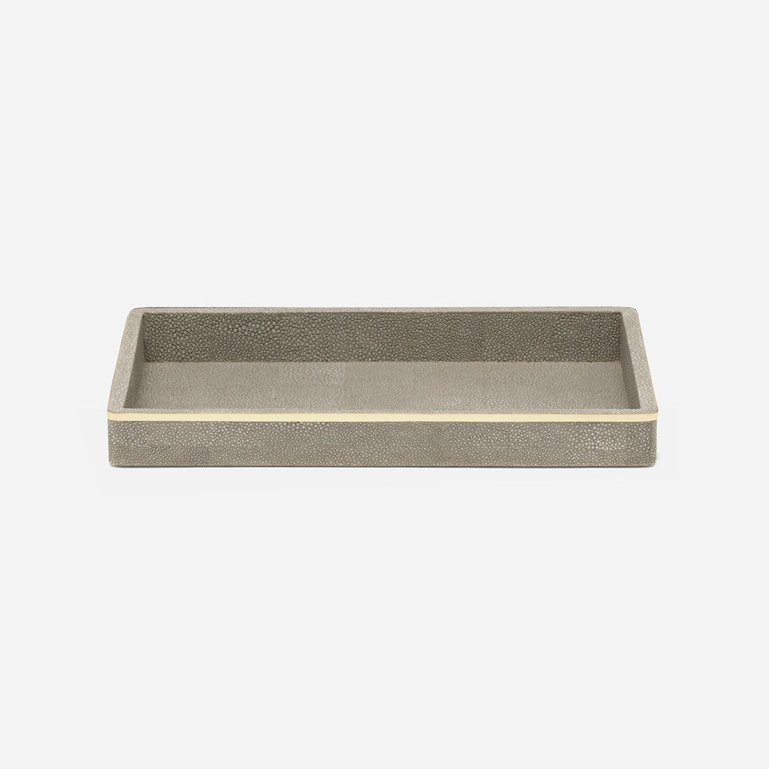 Bradford, Sand/Gold, Tray, Rectangular Straight, Small, Realistic Faux Shagreen/Brass