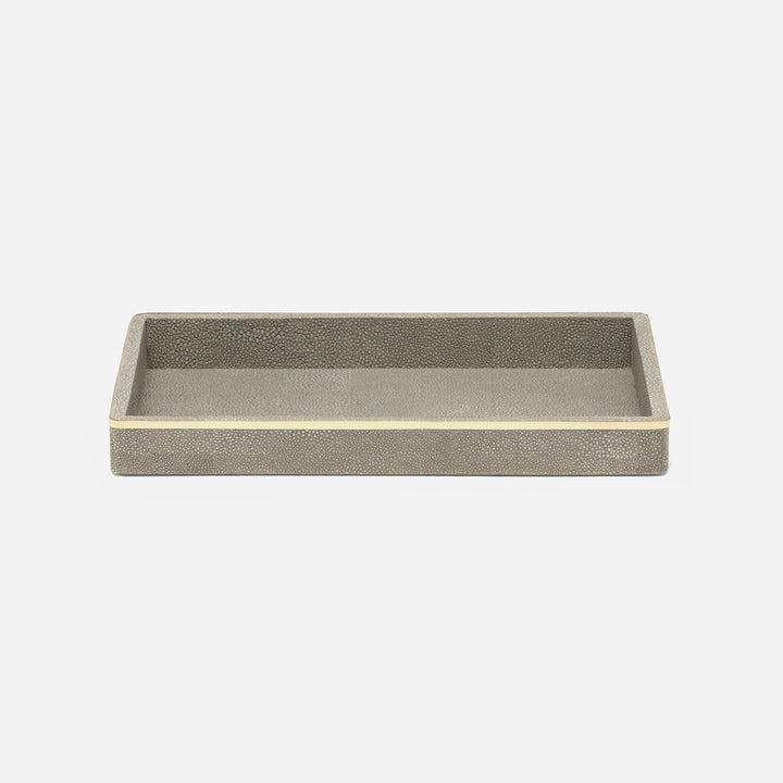 Bradford, Sand/Gold, Tray, Rectangular Straight, Small, Realistic Faux Shagreen/Brass