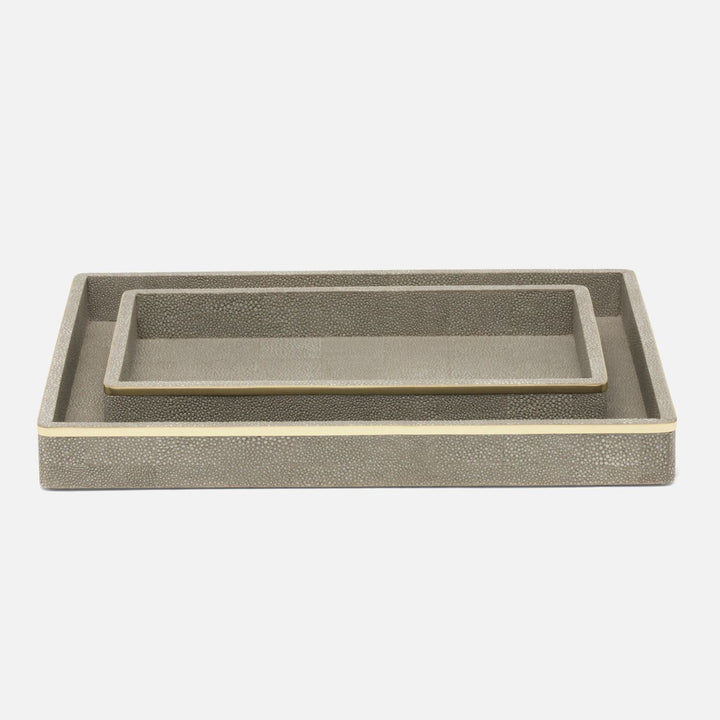 Bradford, Sand/Gold, Tray, Rectangular Straight, Small, Realistic Faux Shagreen/Brass