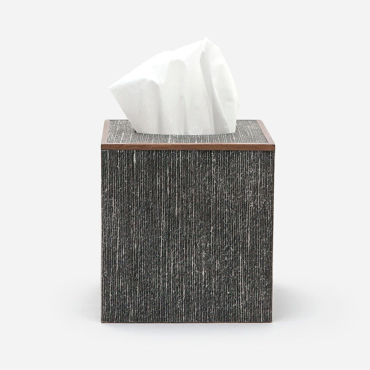 Bruges, Charcoal, Tissue Box, Square Straight, Faux Silk