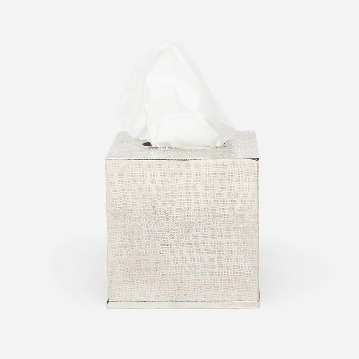 Buren, Shiny Nickel, Tissue Box, Square Straight, Etched, Metal