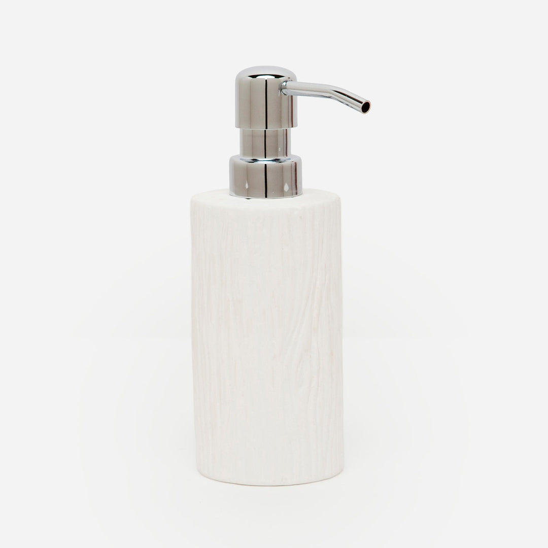 Burma, White, Soap Pump, Round, Porcelain Driftwood