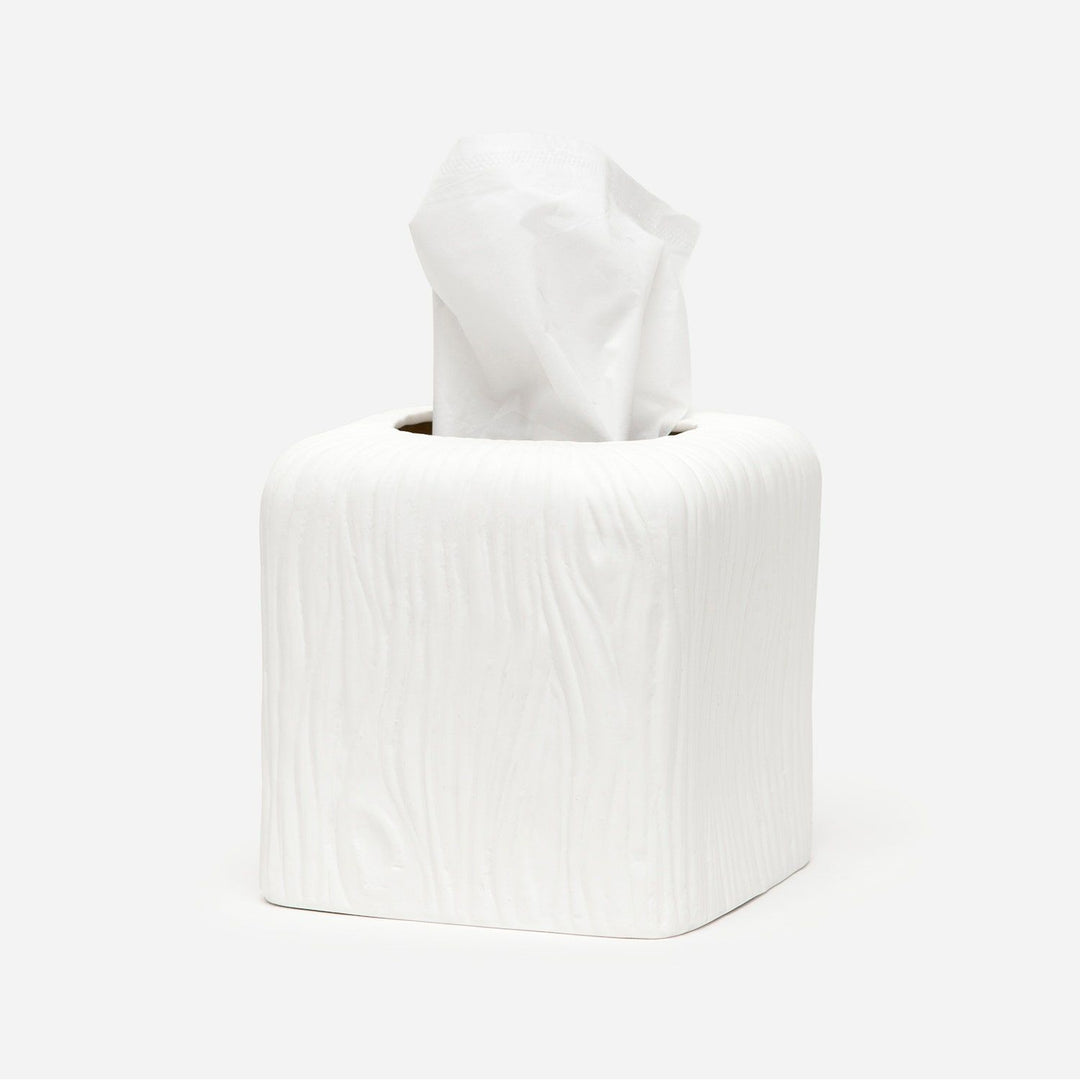 Burma, White, Tissue Box, Square Straight, Porcelain Driftwood