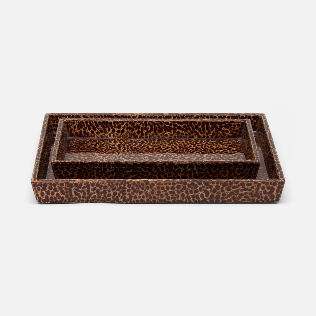 Callas, Burnt Sienna, Nested Trays, Rectangular Tapered, Lacquered Eggshell, S/2