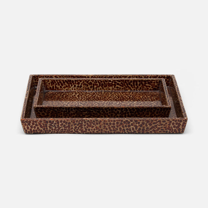 Callas, Burnt Sienna, Nested Trays, Rectangular Tapered, Lacquered Eggshell, S/2