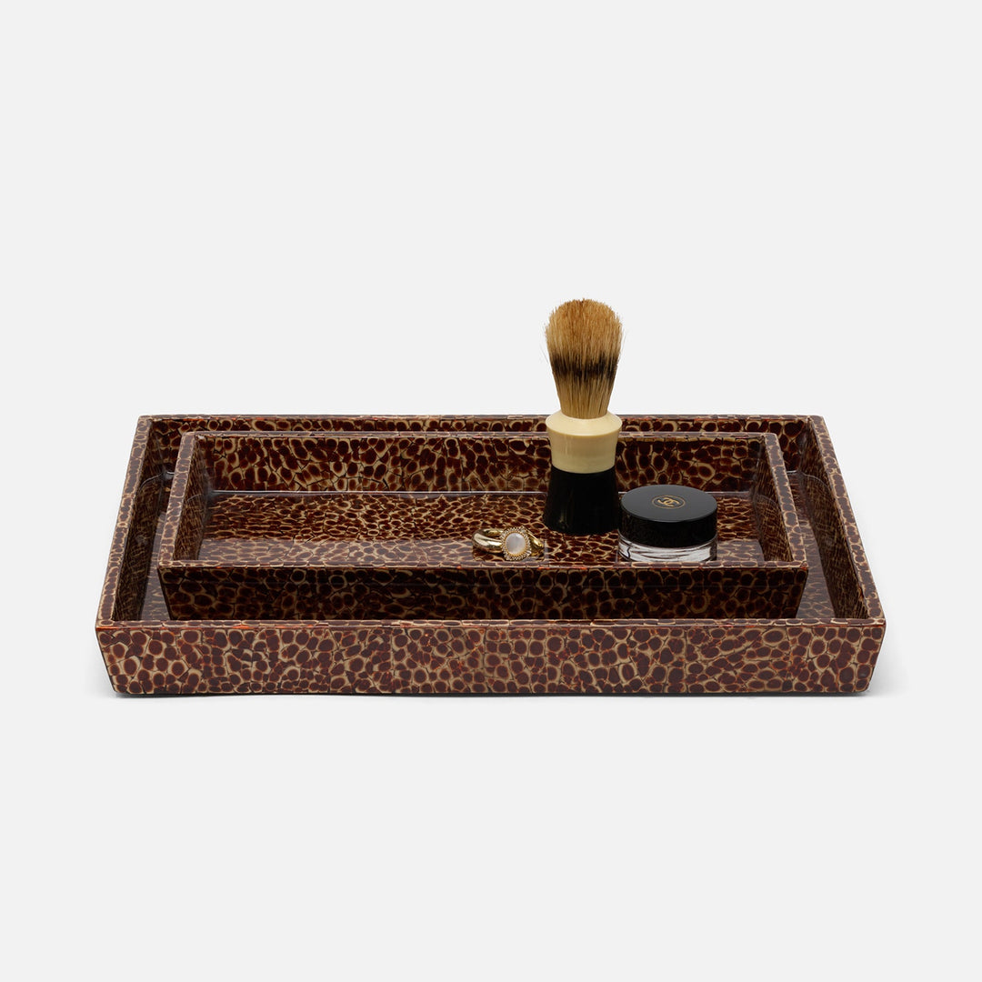 Callas, Burnt Sienna, Nested Trays, Rectangular Tapered, Lacquered Eggshell, S/2
