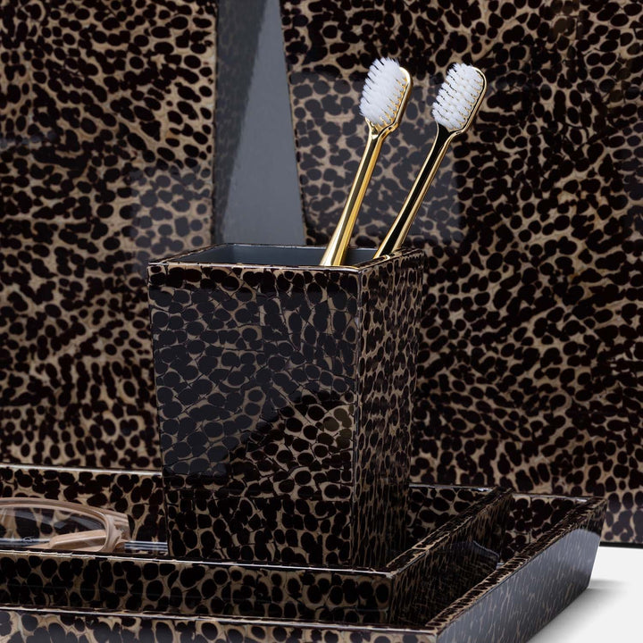 Callas, Deep Bronze, Brush Holder, Square Straight, Lacquered Eggshell