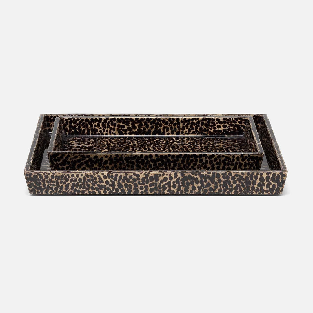 Callas, Deep Bronze, Nested Trays, Rectangular Tapered, Lacquered Eggshell, S/2