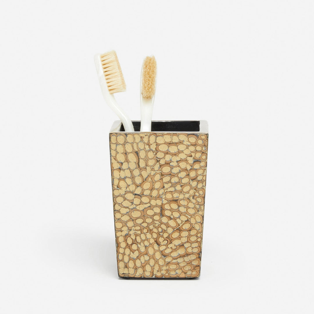 Callas, Gold, Brush Holder, Square Straight, Lacquered Eggshell