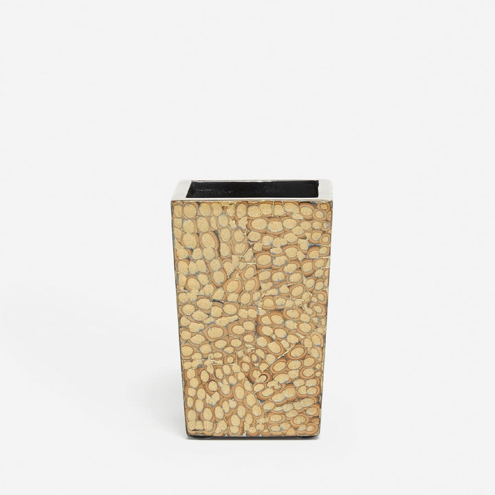 Callas, Gold, Brush Holder, Square Straight, Lacquered Eggshell
