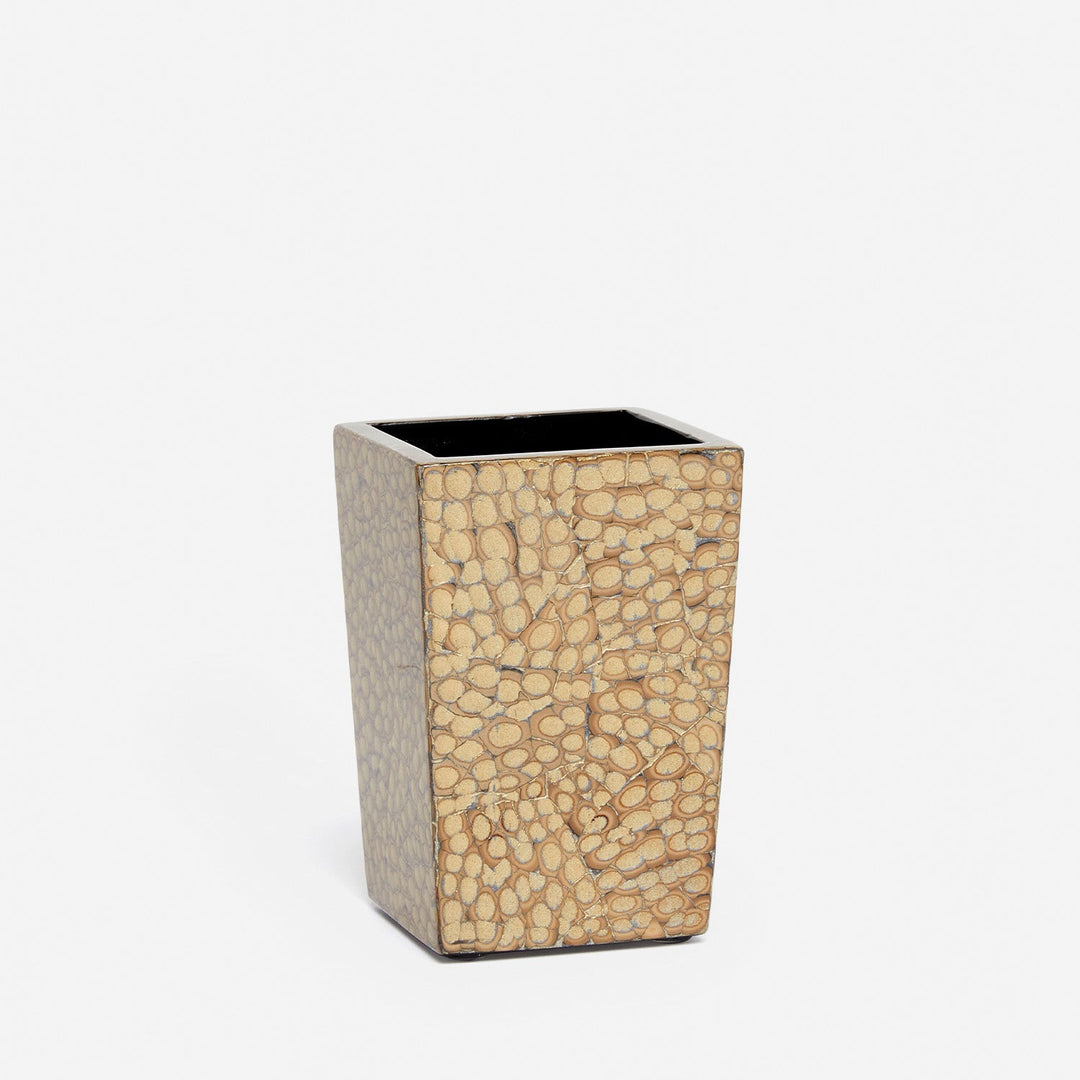 Callas, Gold, Brush Holder, Square Straight, Lacquered Eggshell