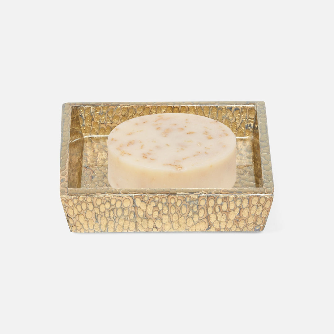 Callas, Gold, Soap Dish, Square Straight, Lacquered Eggshell