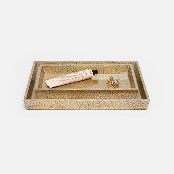 Callas, Gold, Nested Trays, Rectangular Tapered, Lacquered Eggshell, S/2