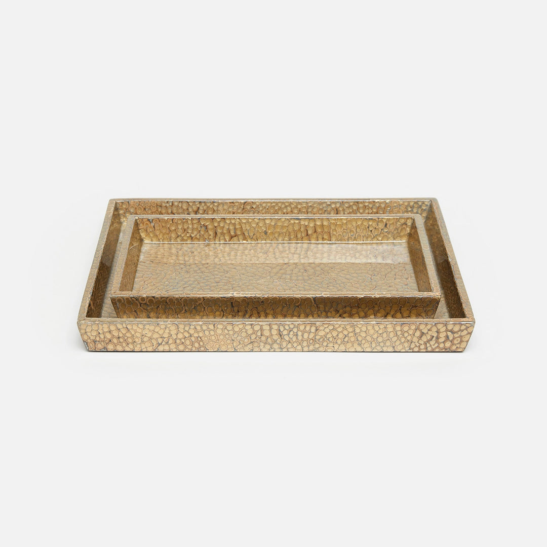 Callas, Gold, Nested Trays, Rectangular Tapered, Lacquered Eggshell, S/2