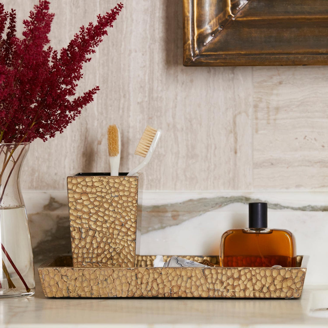 Callas, Gold, Nested Trays, Rectangular Tapered, Lacquered Eggshell, S/2