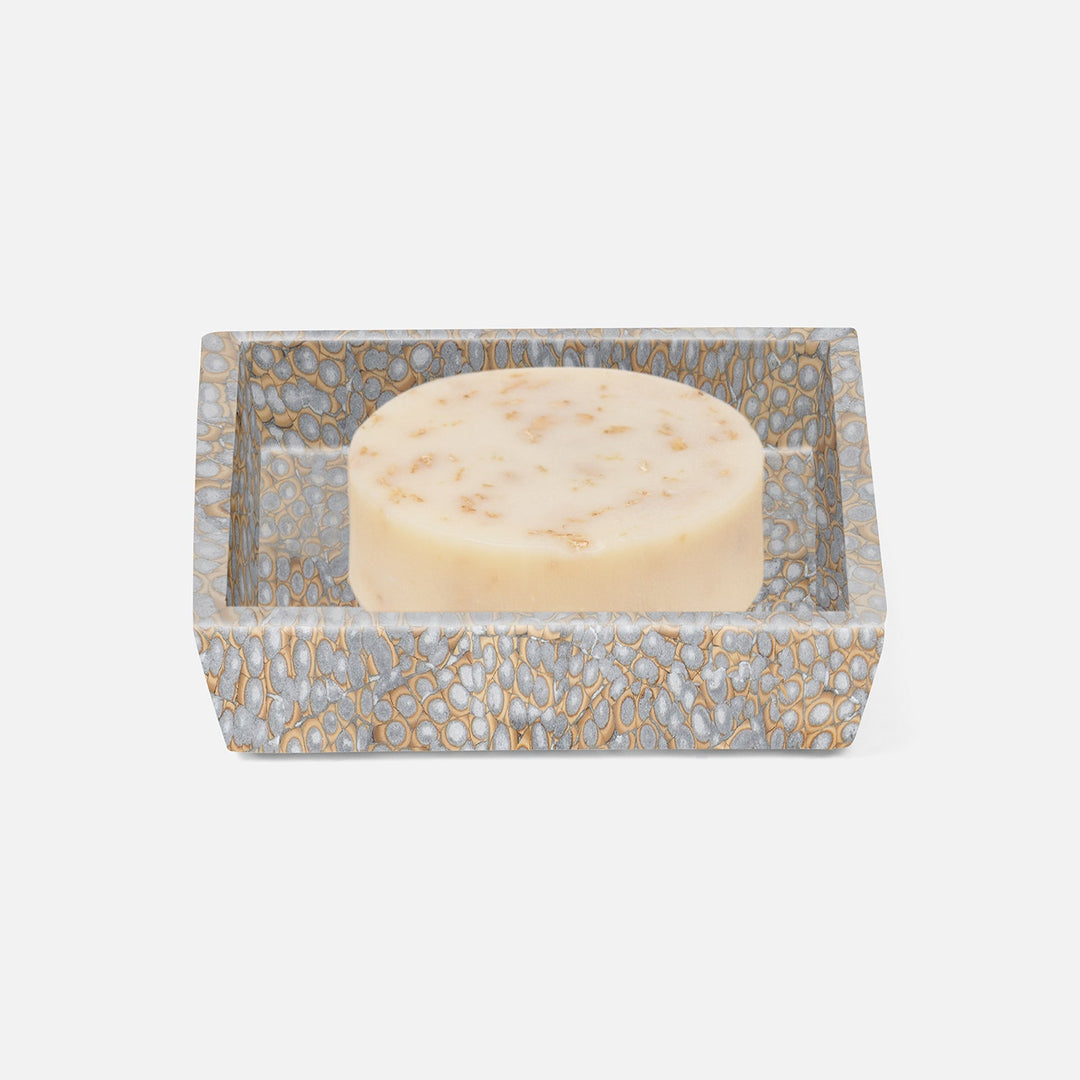 Callas, Silver, Soap Dish, Square Straight, Lacquered Eggshell