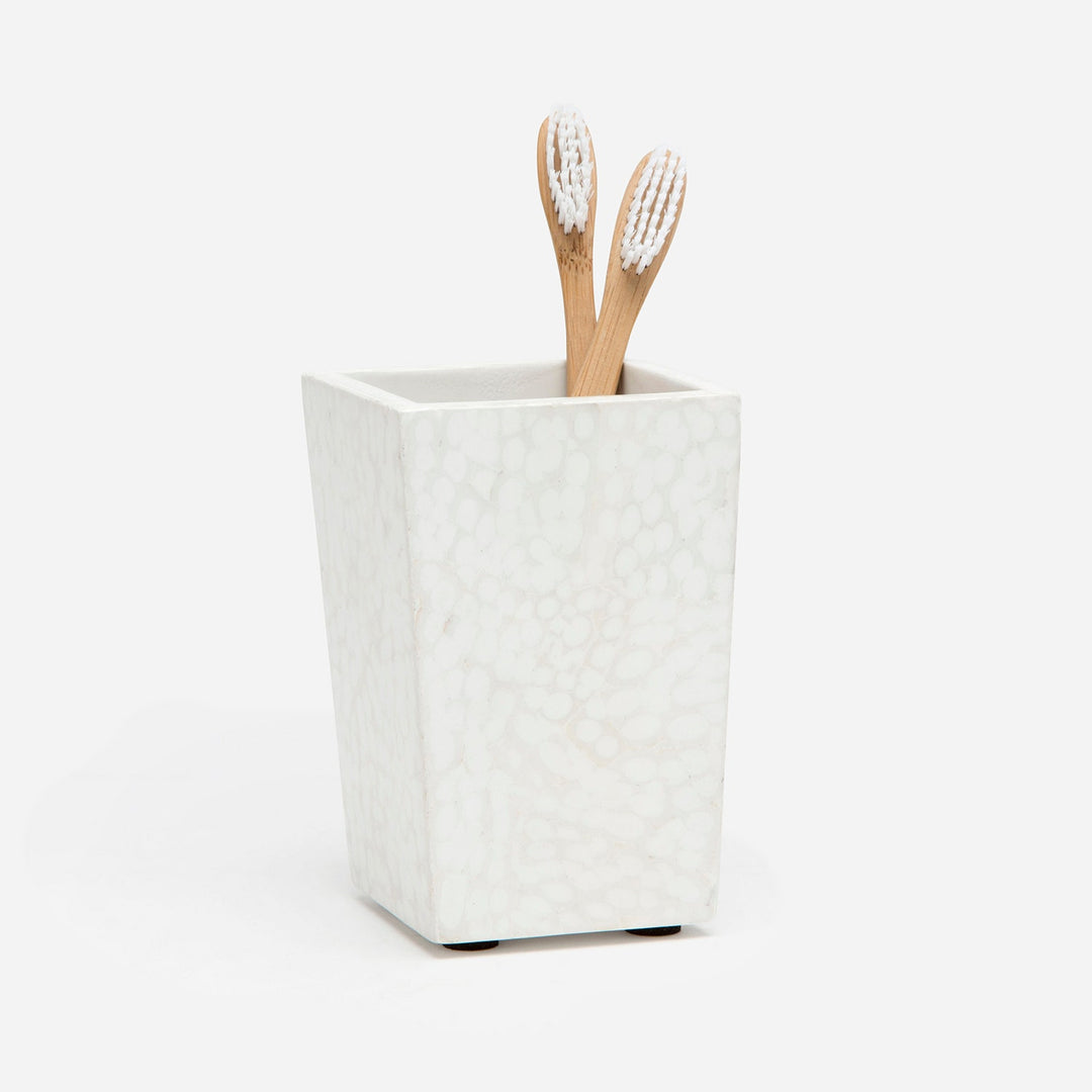Callas, White, Brush Holder, Square Straight, Lacquered Eggshell