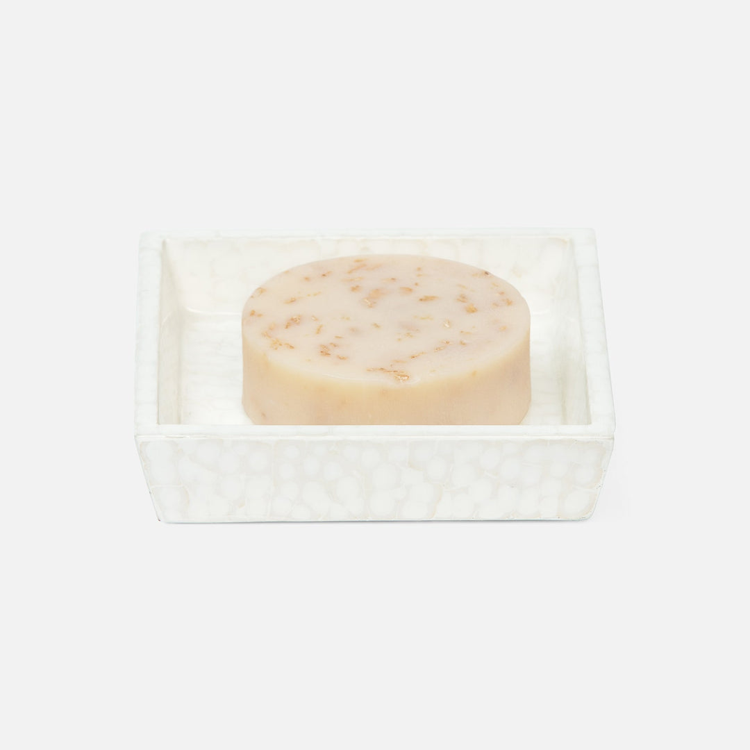 Callas, White, Soap Dish, Square Straight, Lacquered Eggshell