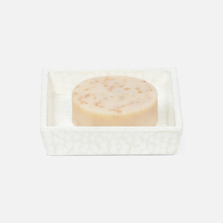 Callas, White, Soap Dish, Square Straight, Lacquered Eggshell