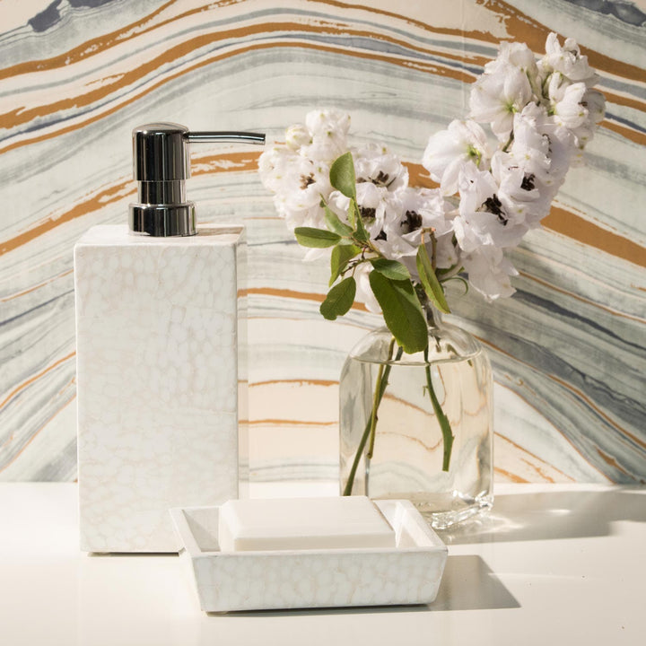Callas, White, Soap Dish, Square Straight, Lacquered Eggshell