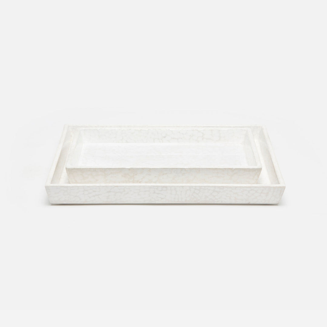 Callas, White, Nested Trays, Rectangular Tapered, Lacquered Eggshell, S/2