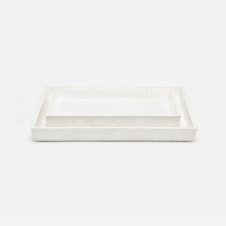 Callas, White, Nested Trays, Rectangular Tapered, Lacquered Eggshell, S/2