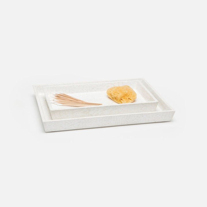 Callas, White, Nested Trays, Rectangular Tapered, Lacquered Eggshell, S/2