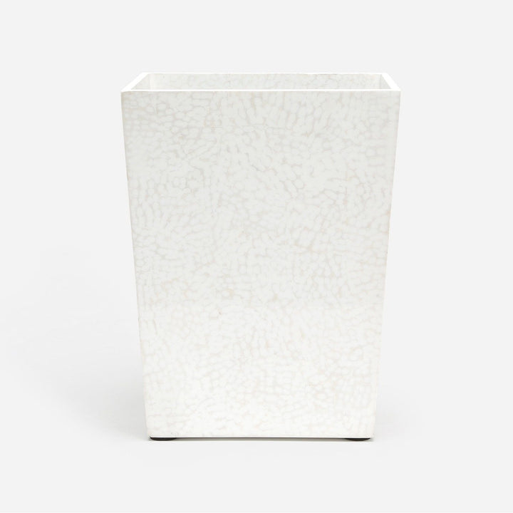 Callas, White, Wastebasket, Square Tapered, Lacquered Eggshell