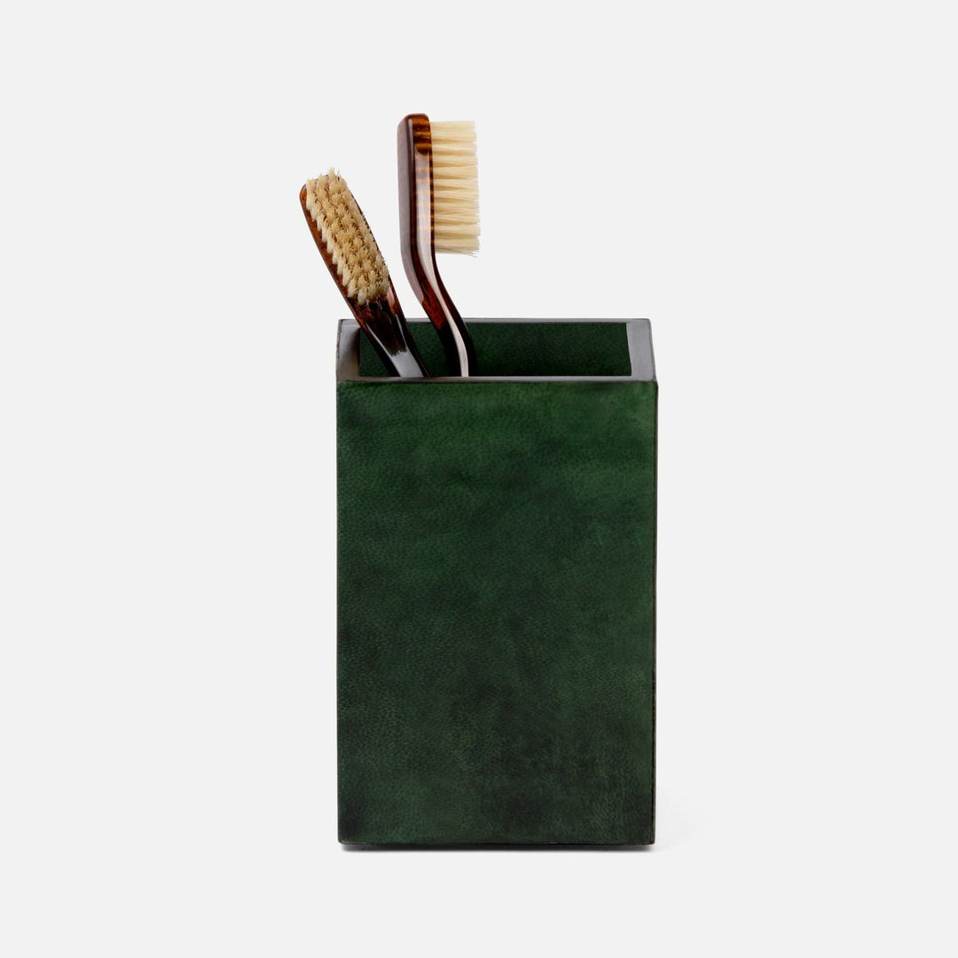 Carlow, Emerald Gloss, Brush Holder, Square Straight, Vellum Leather