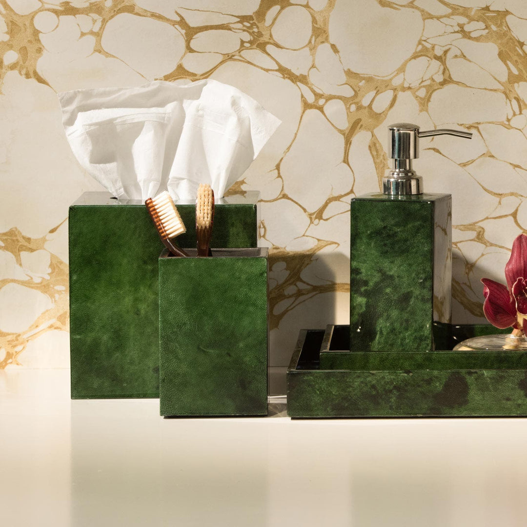 Carlow, Emerald Gloss, Brush Holder, Square Straight, Vellum Leather