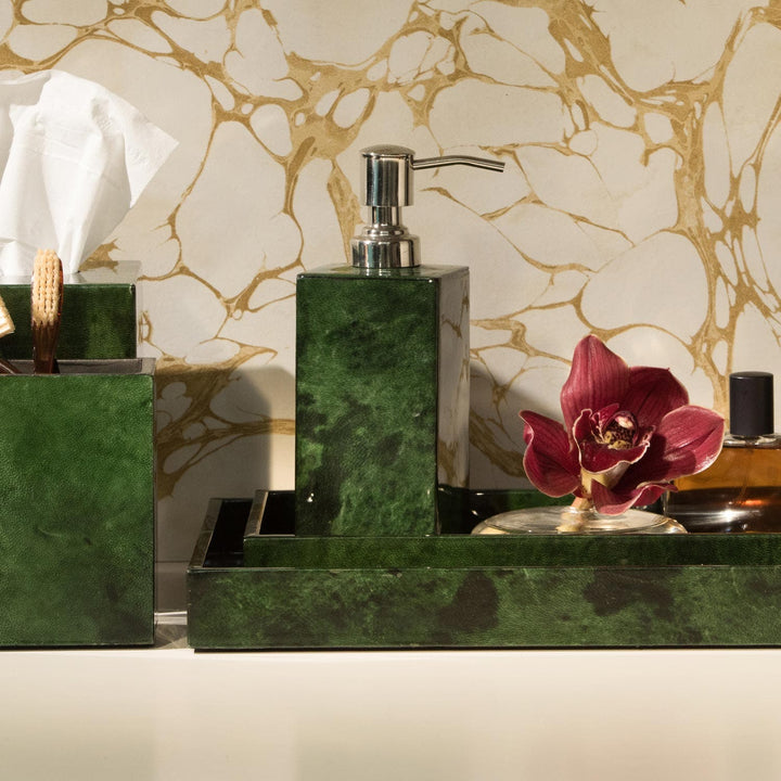 Carlow, Emerald Gloss, Soap Pump, Square Straight, Vellum Leather