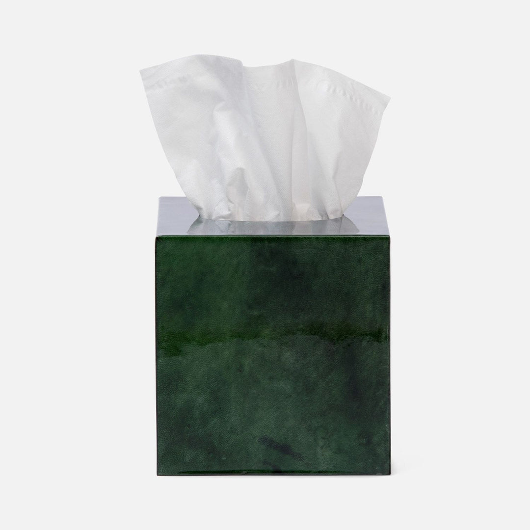 Carlow, Emerald Gloss, Tissue Box, Square Straight, Vellum Leather