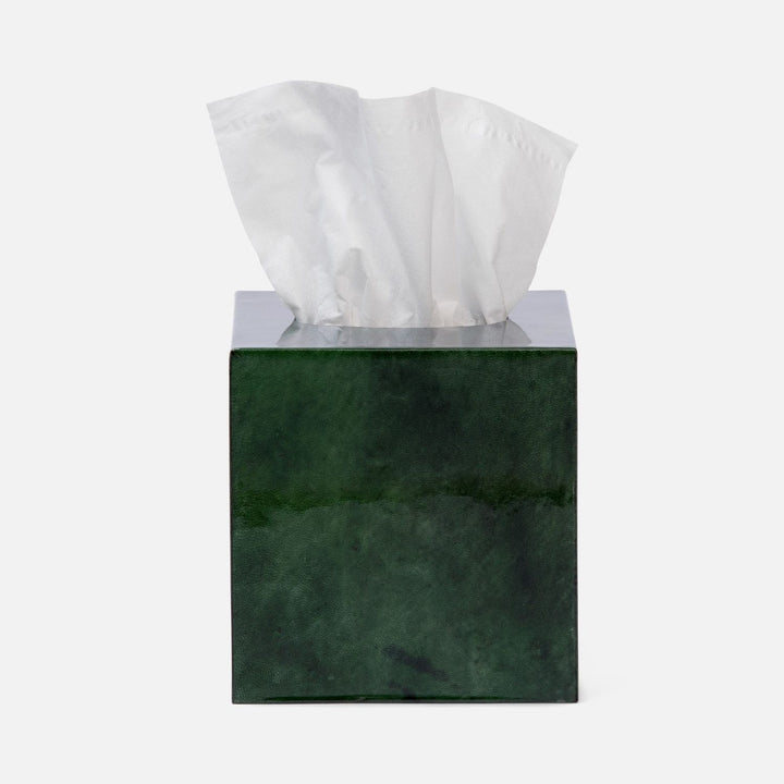 Carlow, Emerald Gloss, Tissue Box, Square Straight, Vellum Leather