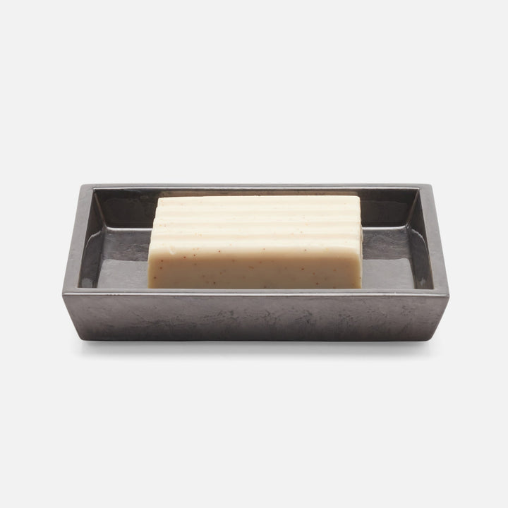Charlotte, Pewter, Soap Dish, Rectangular Tapered, Burl Resin