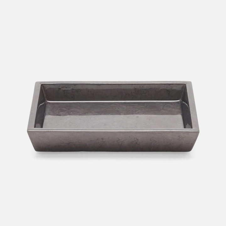 Charlotte, Pewter, Soap Dish, Rectangular Tapered, Burl Resin