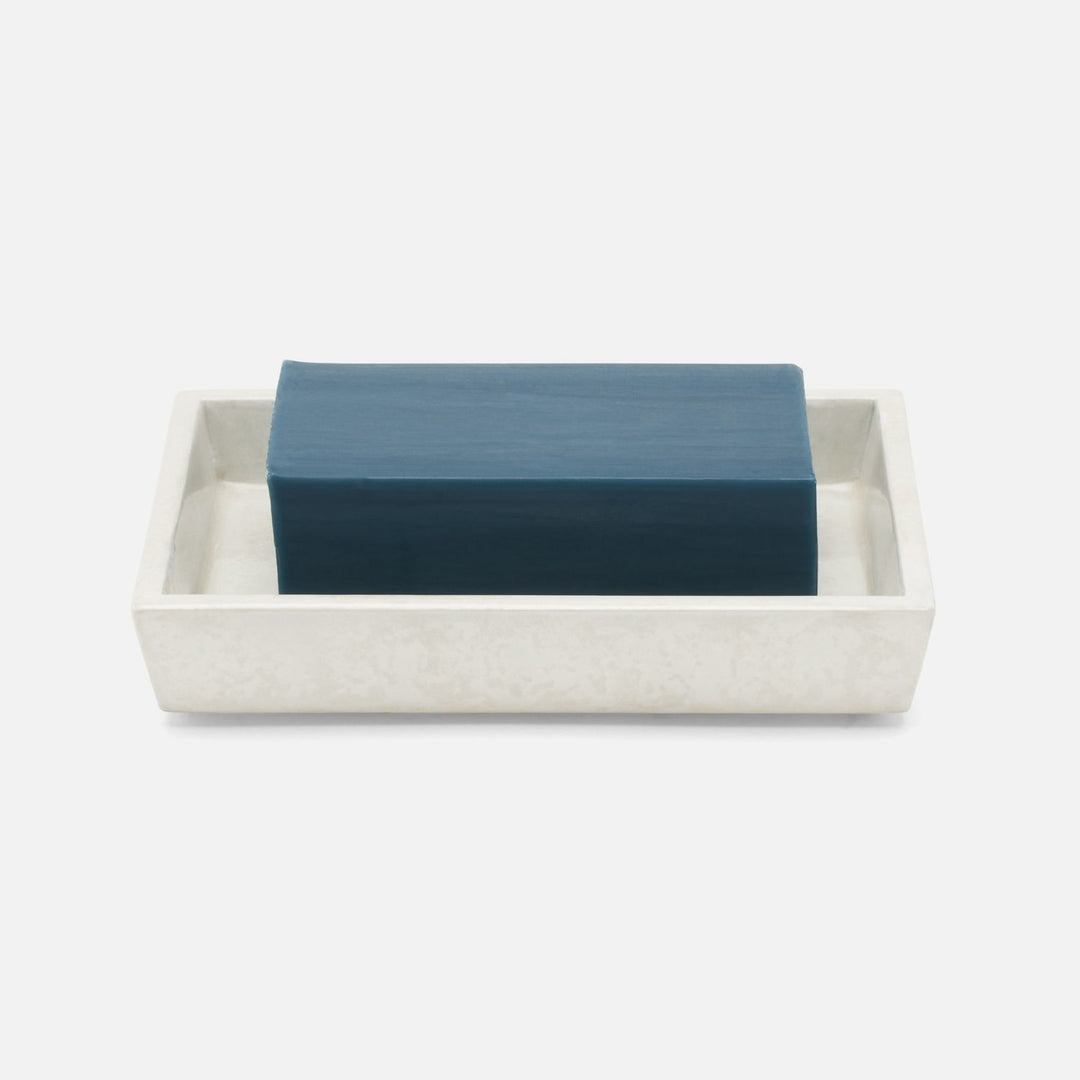 Charlotte, White, Soap Dish, Rectangular Tapered, Burl Resin
