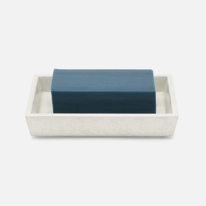 Charlotte, White, Soap Dish, Rectangular Tapered, Burl Resin
