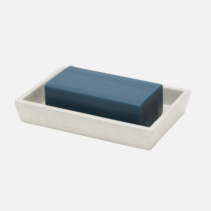 Charlotte, White, Soap Dish, Rectangular Tapered, Burl Resin