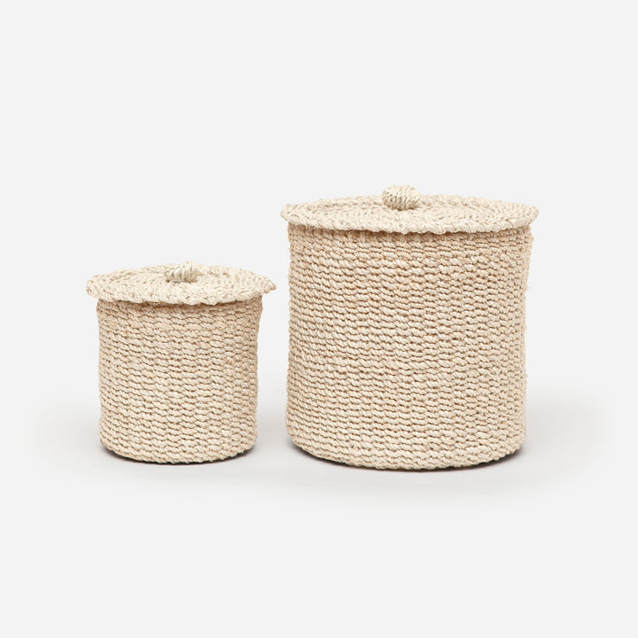 Chelston, Bleached, Canister, Round, Abaca Fiber, S/2