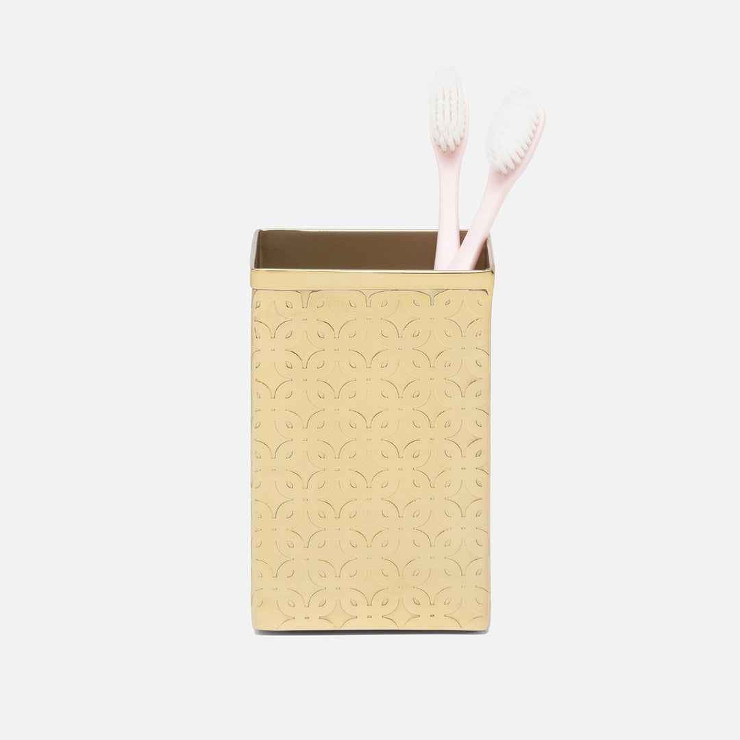 Concord, Shiny Gold, Brush Holder, Square Straight, Lattice Stainless Steel