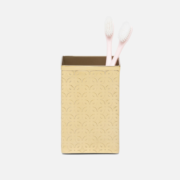 Concord, Shiny Gold, Brush Holder, Square Straight, Lattice Stainless Steel